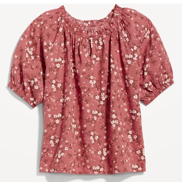 NWT OLD NAVY Puff-Sleeve Floral Swing BLOUSE l Color: Red Floral SIZE SMALL - Picture 5 of 6